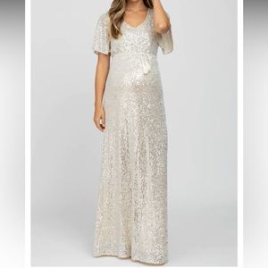 Maternity evening gown. Sequins. Light and comfortable. Brand new!! Never worn!!